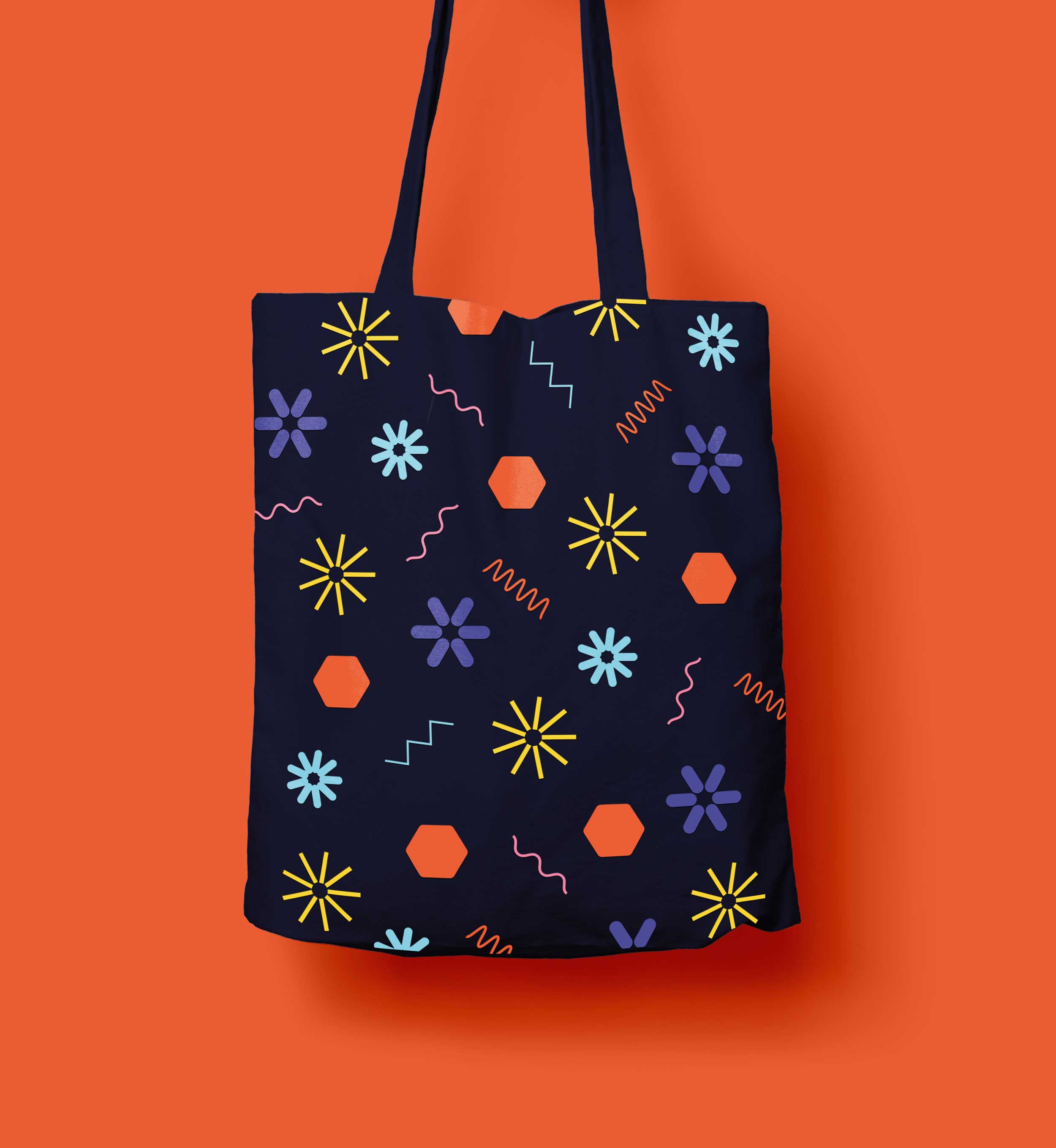 patterned tote bag